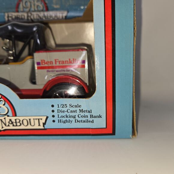 ERTL Die Cast 1918 Ford Runabout Piggy Bank Ben Franklin New in Box 1986 - Picture 4 of 16